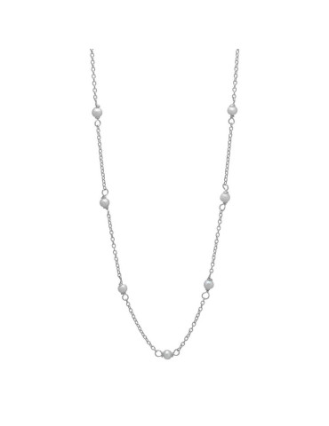 Aqua Dulce Pearly halskæde med hvide ferskvandsperler, sterling sølv, L40+3 cm