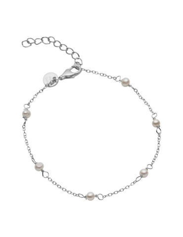 Aqua Dulce Pearly armbånd med ferskvandperler, sterling sølv, L17+3 cm
