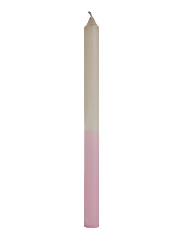 Madam Stoltz 2-farvet lys, taupe/rosa, paraffin, H29,5 cm