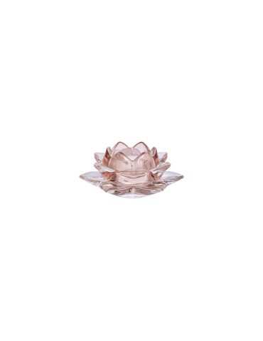 Speedtsberg Lou fyrfadsstage lotus, glas, rosa, H6 cm, Ø12 cm