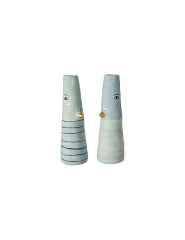 Speedtsberg Vaser, and, 2 assorteret, keramik, grøn/blå, H16 cm, Ø4,5 cm