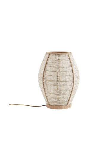 Madam Stoltz Bordlampe, bambus/hør, H48,5 cm, Ø37 cm