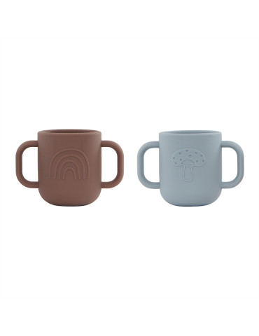 OYOY Living Design Kappu cup, 2-pak, Dusty blue/choko, silikone, H11 cm, L7,5 cm