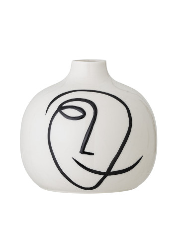 Bloomingville Norma vase, hvid, stentøj, H13,5 cm, Ø14,5 cm