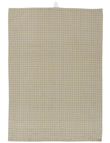 Ib Laursen Viskestykke beige med tern, bomuld, L70 cm, B50 cm